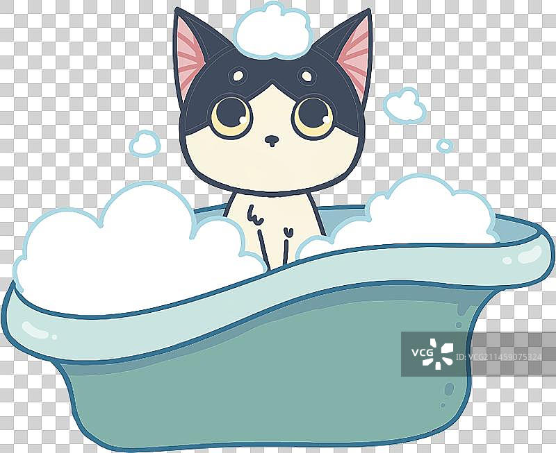 可爱奶牛猫洗澡图片素材