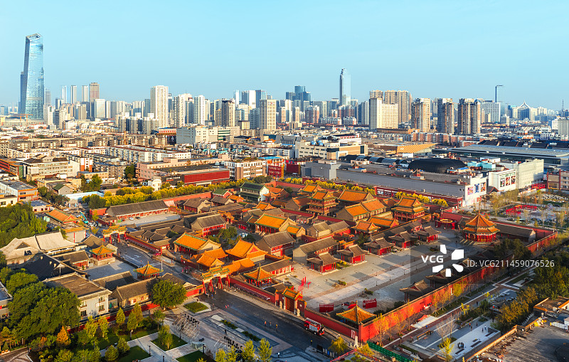 中国辽宁沈阳故宫博物院航拍图图片素材