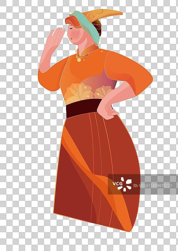 羌族唱山歌女半身体像图片素材