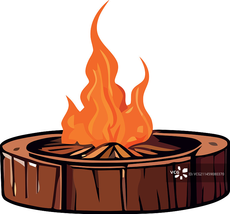 篝火火焰与木板图片素材