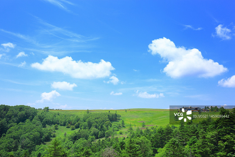 夏季日本长野县美原高原风光图片素材