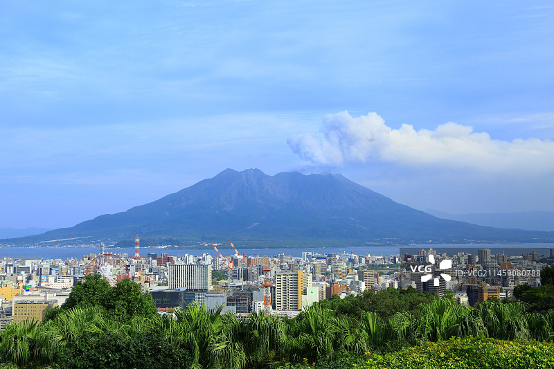 日本鹿儿岛市樱岛和锦江湾图片素材