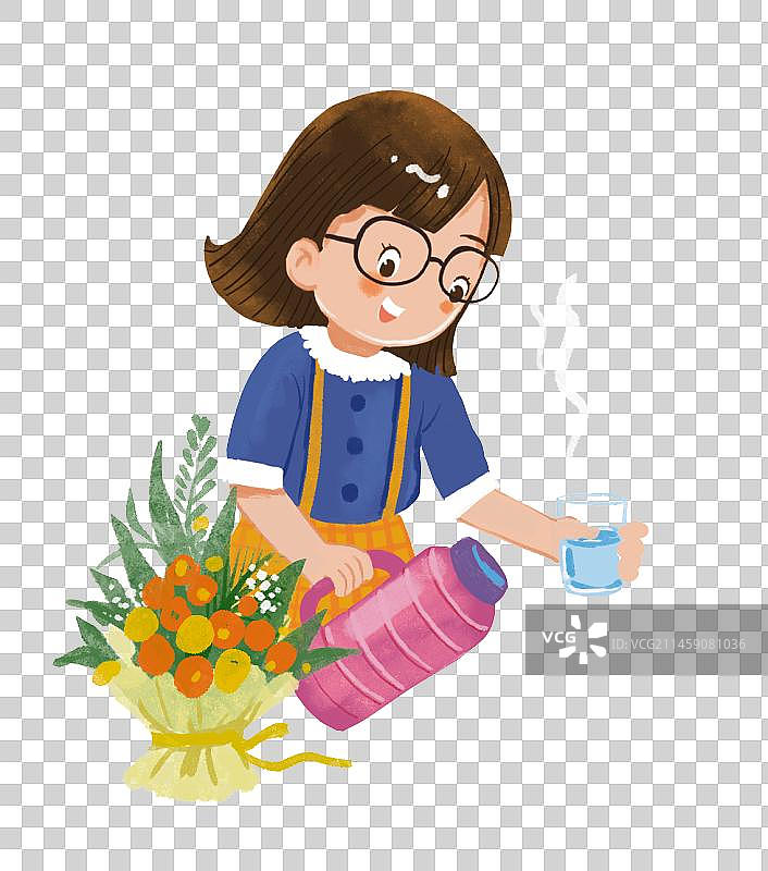 妈妈 主妇 家务 倒水图片素材