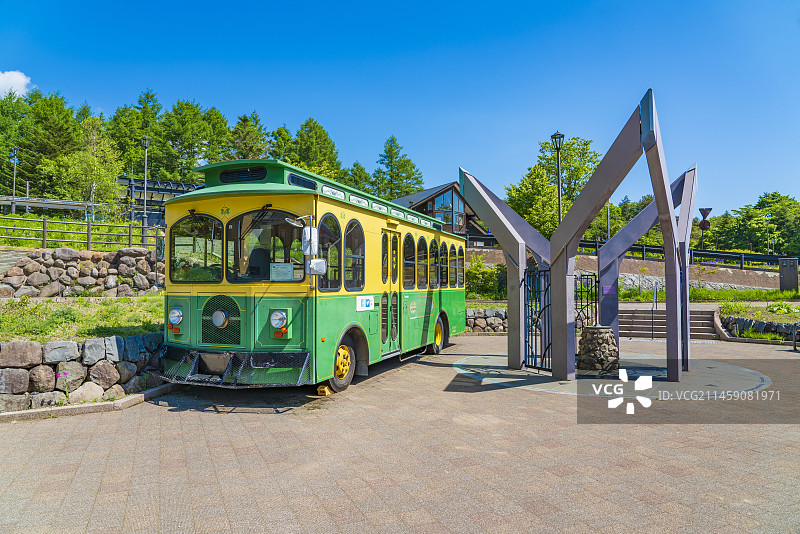 山梨县北杜市清里高原车站，日本图片素材