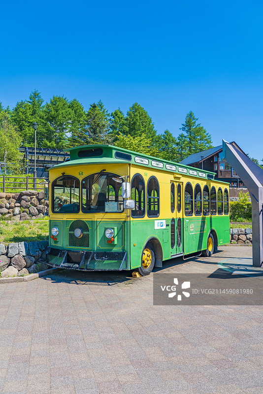 山梨县北杜市清里高原车站，日本图片素材