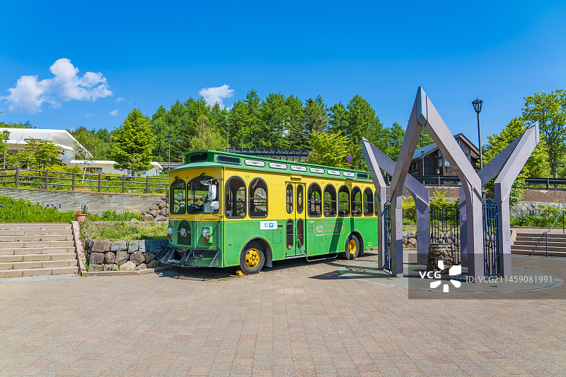 山梨县北杜市清里高原车站，日本图片素材