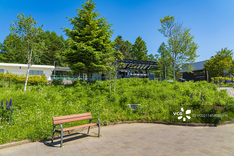 山梨县北杜市清里高原车站，日本图片素材