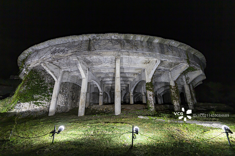 佐渡北泽区设施，新泻县佐渡市黑暗中出现的50米增稠剂，日本图片素材