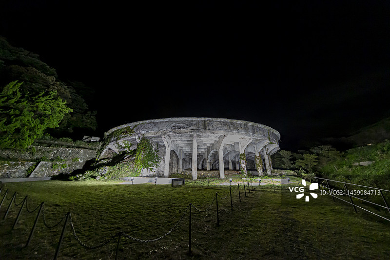 佐渡北泽区设施，新泻县佐渡市黑暗中出现的50米增稠剂，日本图片素材