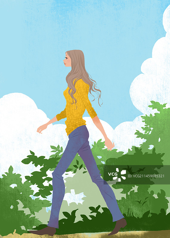 苗条，散步，减肥，公园，健康图片素材