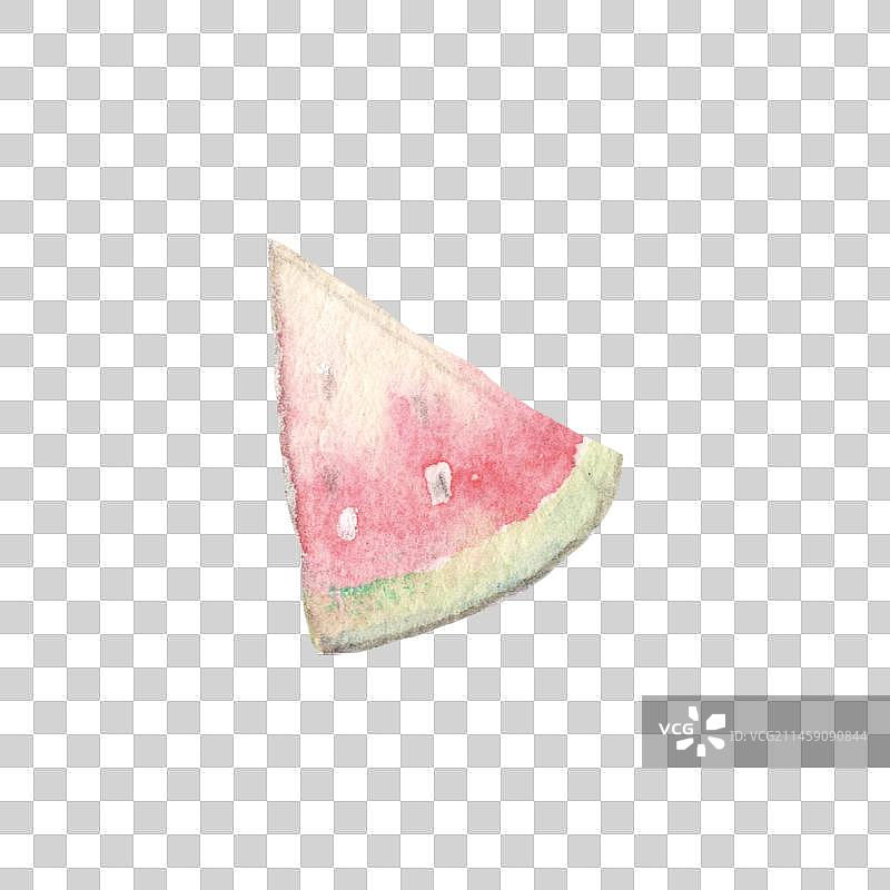 水彩手绘一块三角形的切片西瓜图片素材