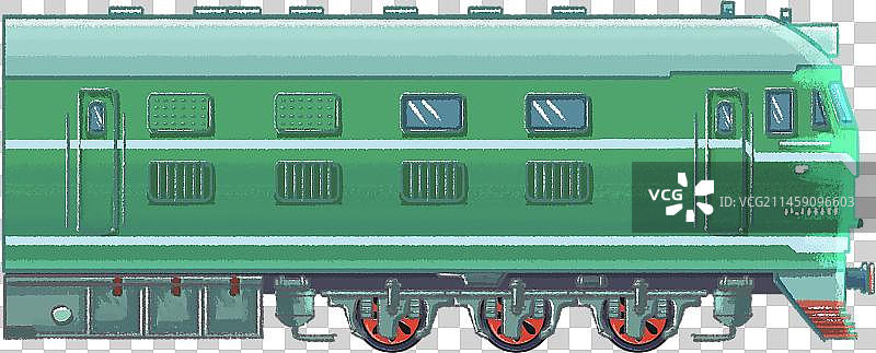 手绘质感内燃机车火车列车绿皮车图片素材