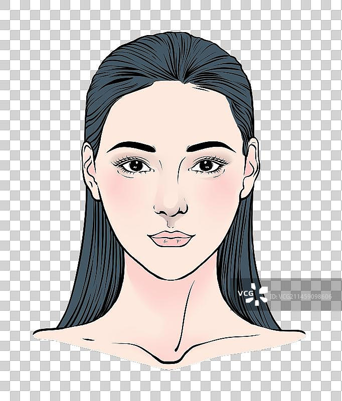 美容女性正面长发彩稿图片素材