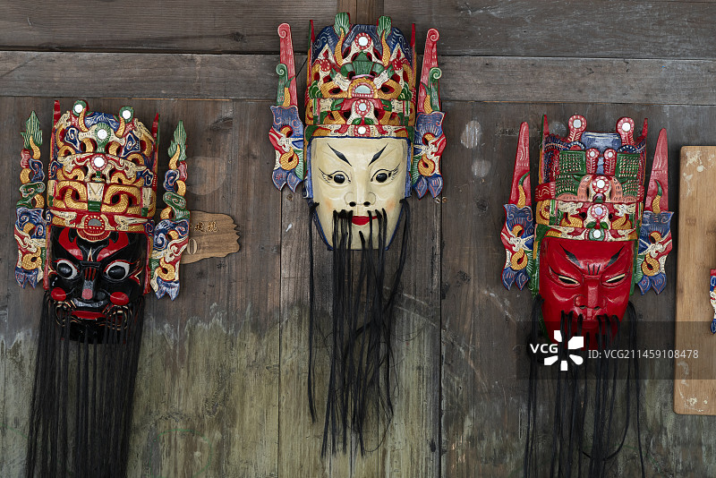 地戏傩雕面具图片素材