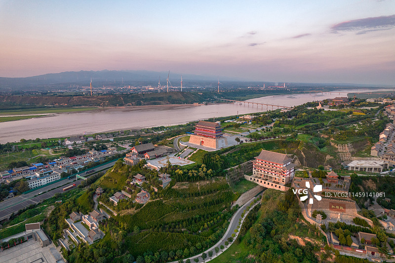 中国陕西省渭南市潼关县潼关古城航拍图片素材