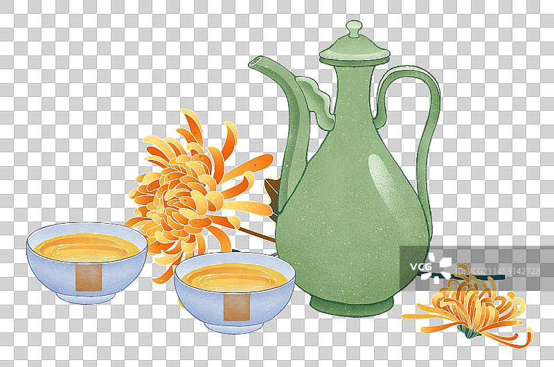 二十四节气寒露美食菊花茶元素图片素材