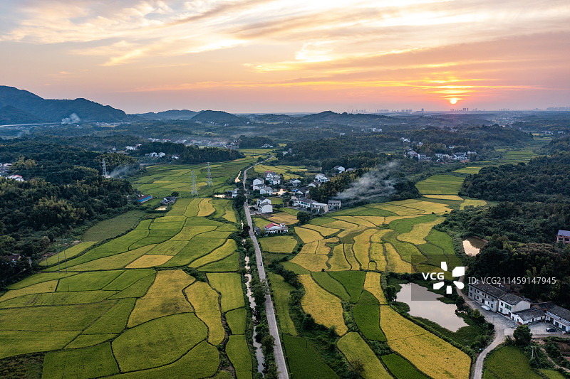 航拍湖南岳阳湘阴田野风光图片素材