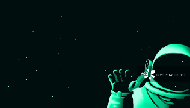 像素风宇航员星空科技背景图片素材