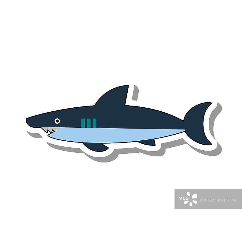 白色鲨鱼背鳍扁平纸图片素材