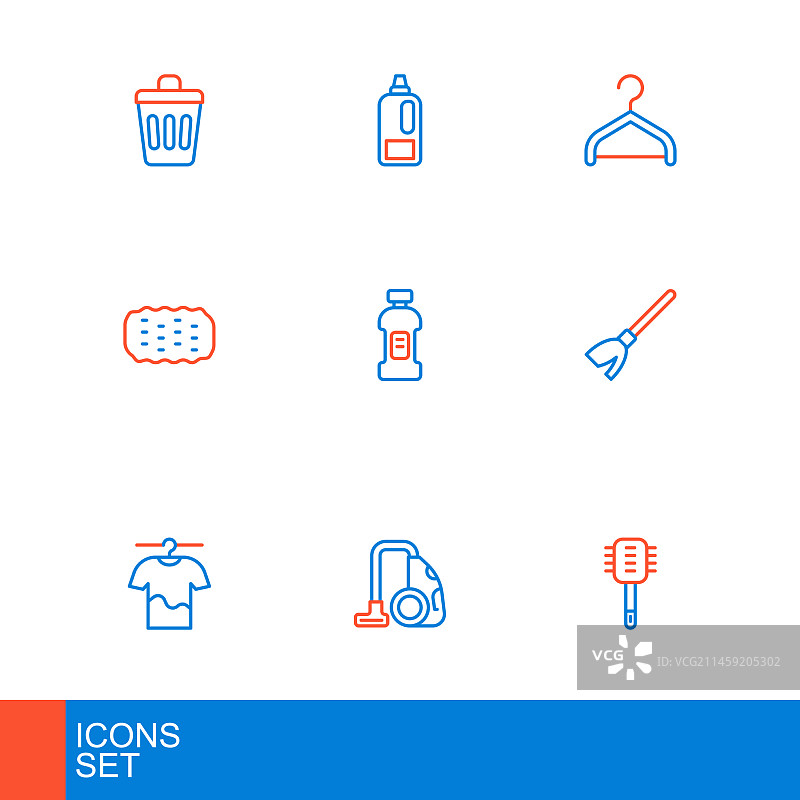 马桶刷、真空吸尘器、烘干图标组合图片素材