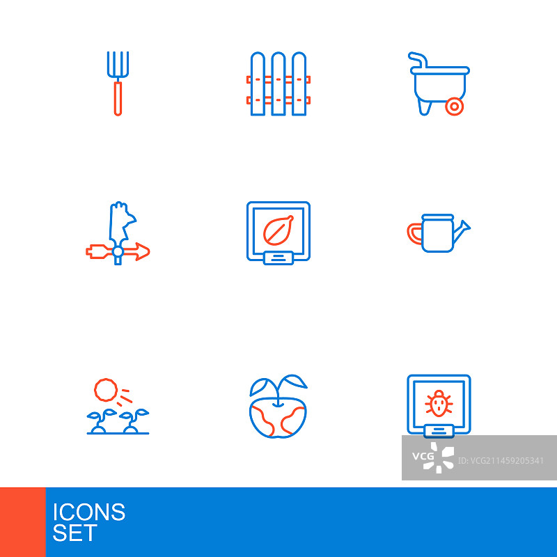 线条科罗拉多甲虫苹果植物嫩芽图片素材