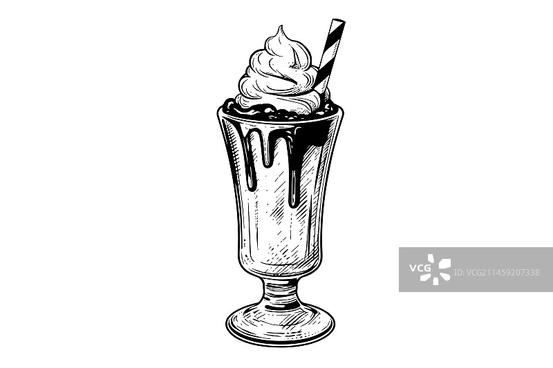 巧克力奶昔素描雕刻图片素材