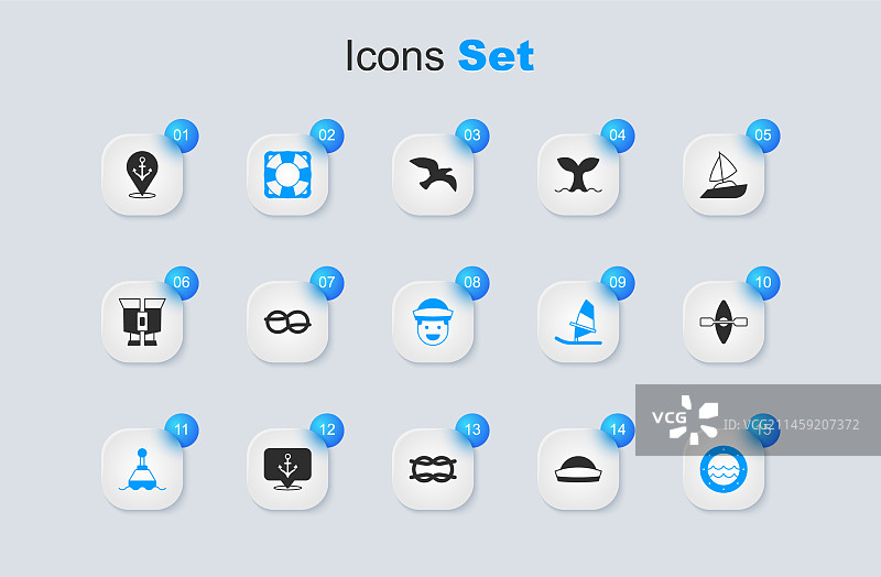 水手帽航海绳结救生圈图片素材