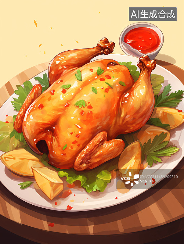 【AI数字艺术】感恩节美食晚餐火鸡美味菜肴插图图片素材