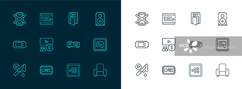 音响设备：扬声器、录音按钮和电影图片素材