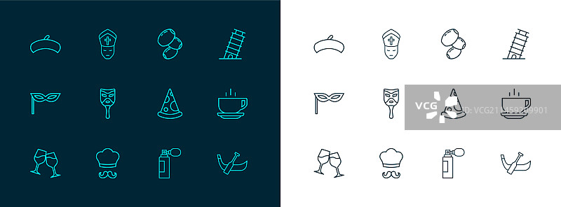 比萨斜塔意大利厨师线条图片素材