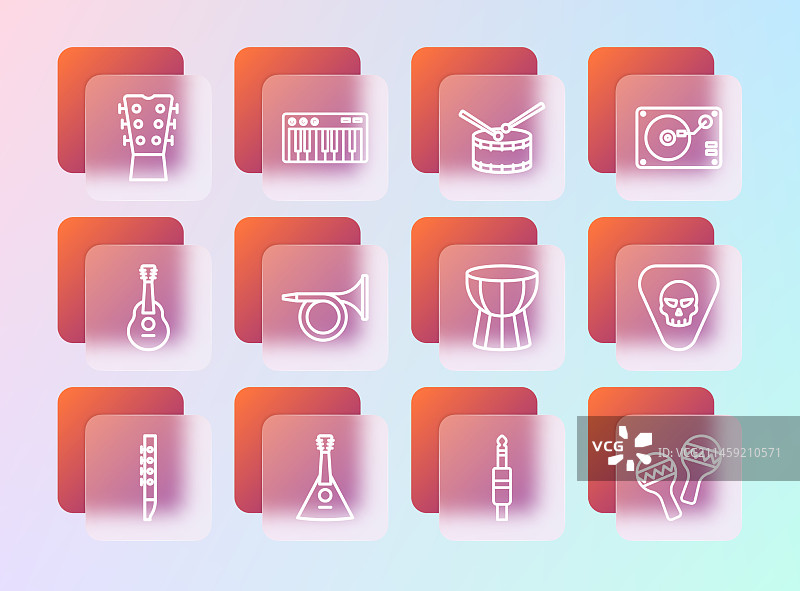 黑胶播放器、黑胶唱片和巴拉莱卡琴图片素材