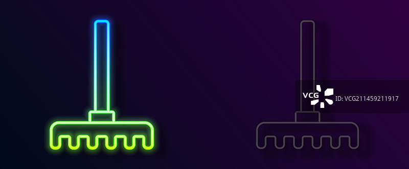 发光的霓虹灯线条花园耙图标图片素材