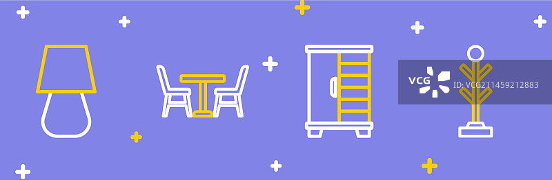 衣帽架衣柜桌椅线条组合图片素材