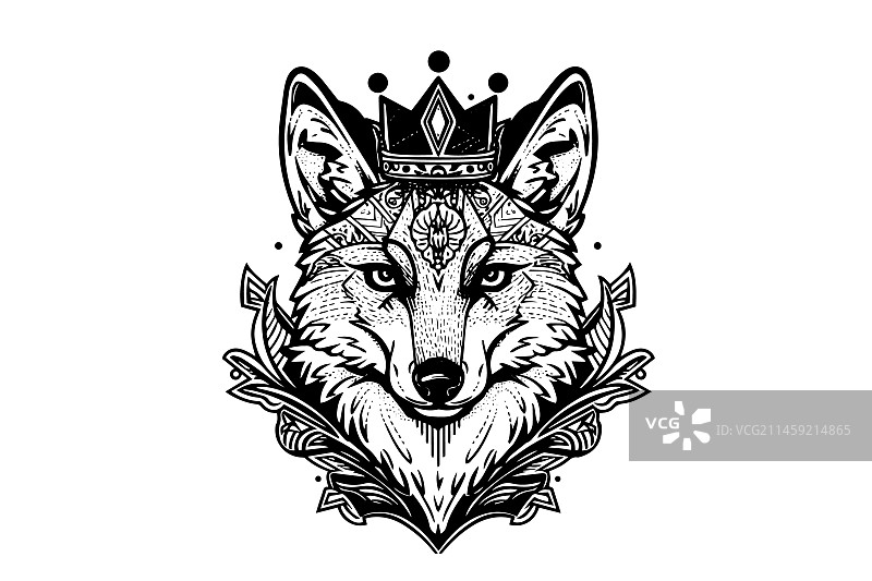 手绘鲜花皇冠狐狸头像图片素材
