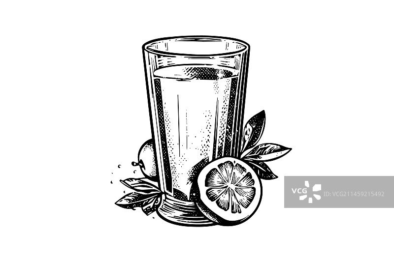 手绘柠檬薄荷柠檬水饮品图片素材