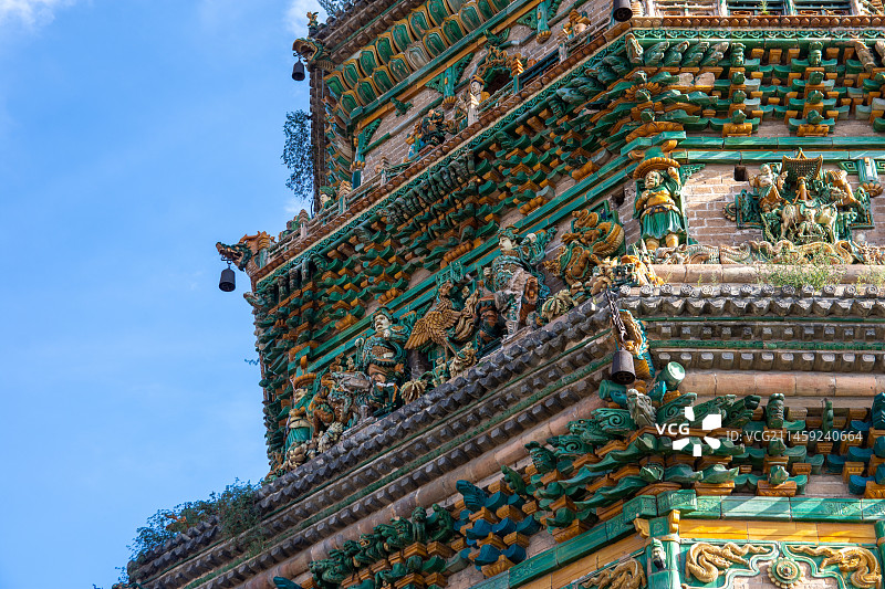 山西临汾洪洞县 广胜寺飞虹塔 琉璃塔图片素材