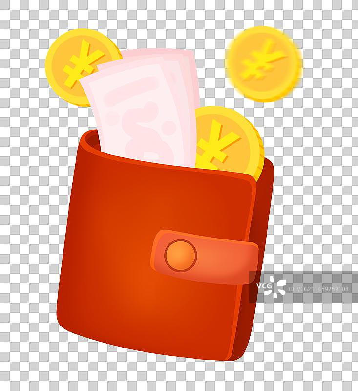冒出纸币和金币的钱包金融插画元素图片素材