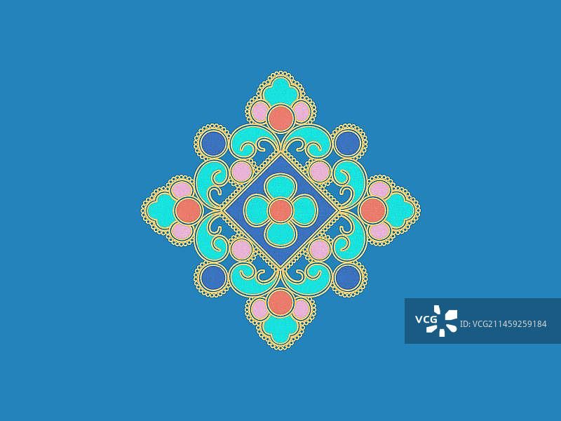 彩色无缝花卉纹样，中国传统图案设计，设计素材，插画元素图片素材