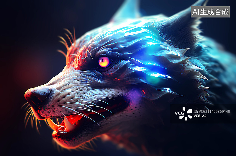 【AI数字艺术】野兽猛禽特写之狼图片素材
