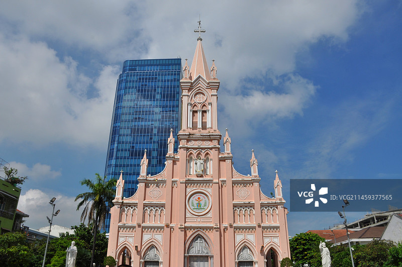 岘港大教堂 粉红教堂图片素材