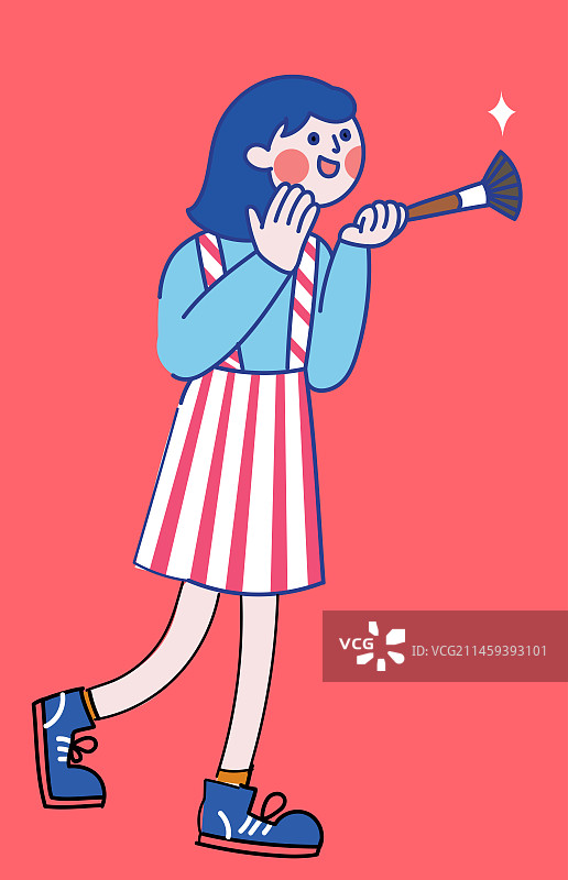 手持刷子的可爱化妆师图片素材