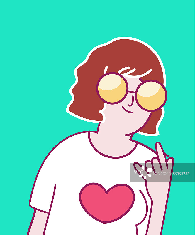 摇滚戴眼镜快乐女孩图片素材