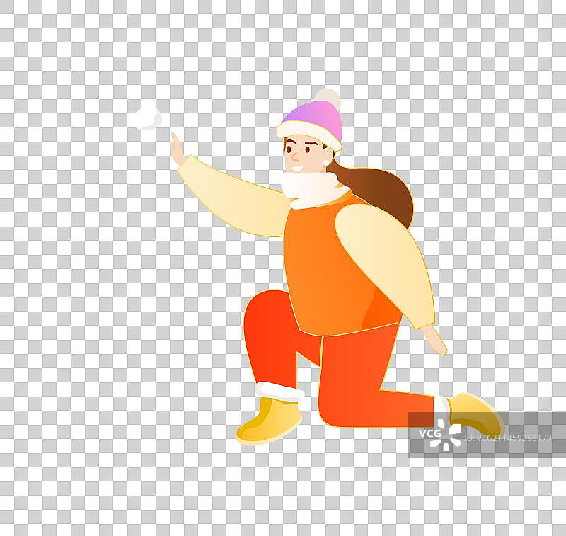 春节新年扔雪球打雪仗的女人免抠人物元素图片素材