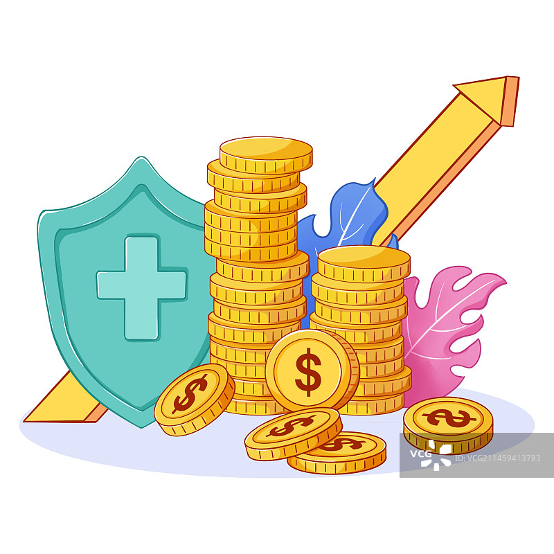 养老金收益上涨插画图片素材