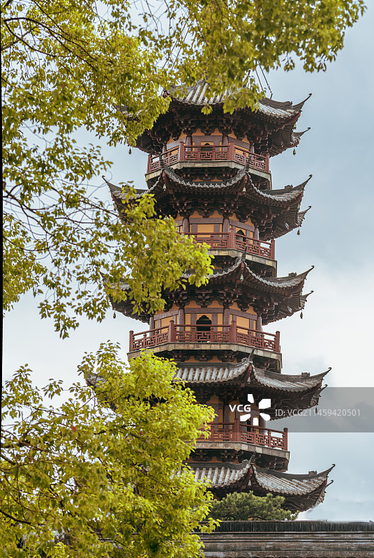 著名旅游景点古代建筑：上海龙华寺龙华塔图片素材