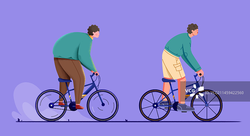 骑自行车的扁平人物插画图片素材