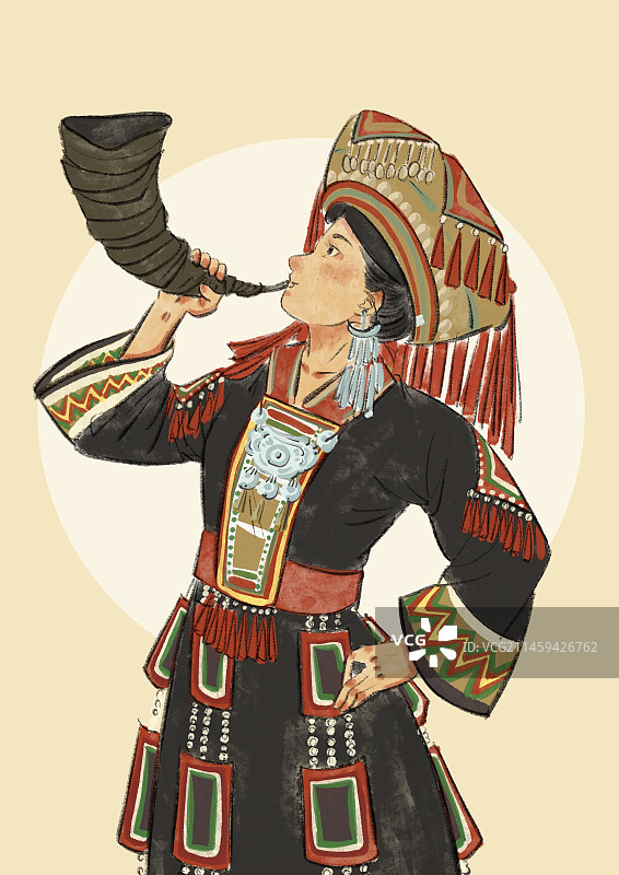 五十六民族插画-瑶族图片素材