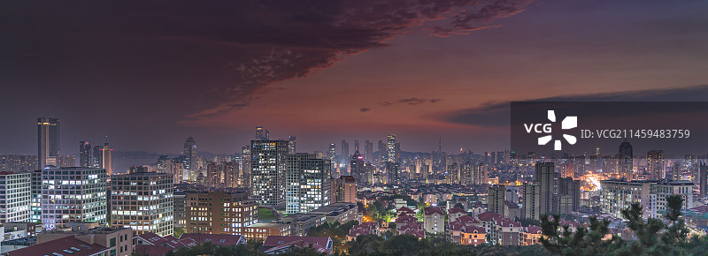 青岛市南区CBD夜景图片素材