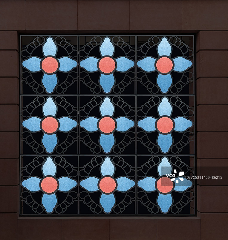 彩色磨砂玻璃，窗，色彩与图案，民国风格图片素材
