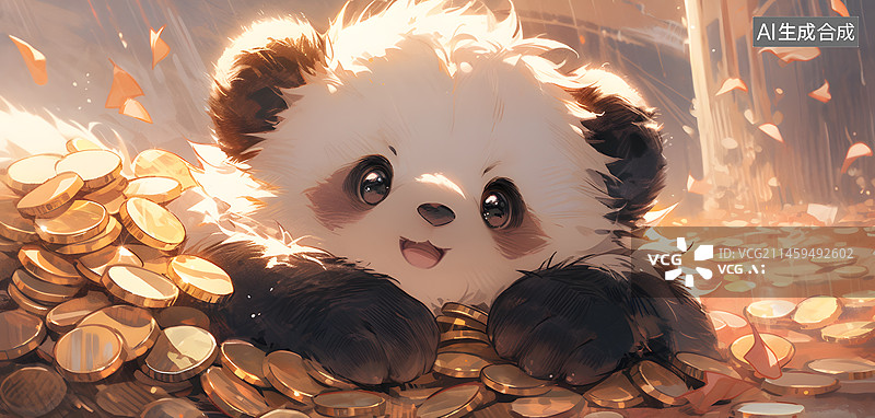 【AI数字艺术】招财大熊猫图片素材